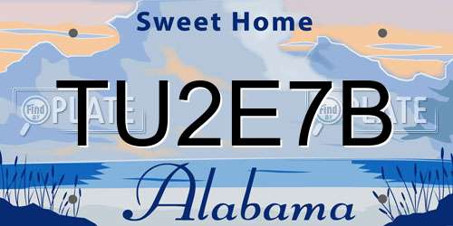 TU2E7B Alabama License Plate