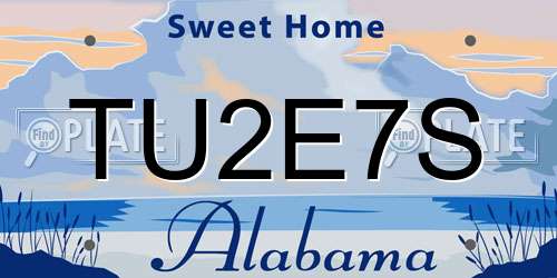 TU2E7S Alabama License Plate