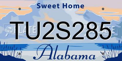 TU2S285 Alabama License Plate