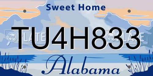 TU4H833 Alabama License Plate