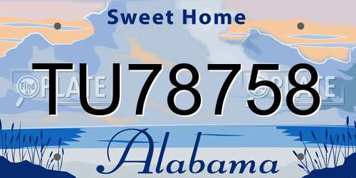 TU78758 Alabama License Plate