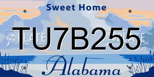 TU7B255 Alabama License Plate