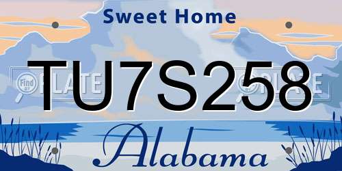 TU7S258 Alabama License Plate