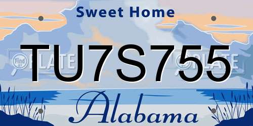 TU7S755 Alabama License Plate