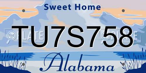 TU7S758 Alabama License Plate