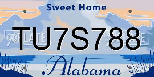 TU7S788 Alabama License Plate