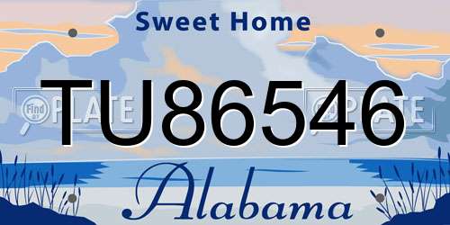TU86546 Alabama License Plate
