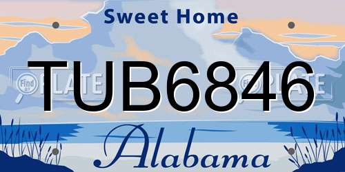 TUB6846 Alabama License Plate