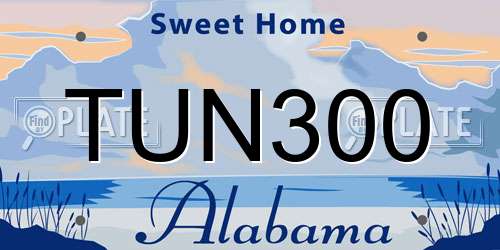 TUN300 Alabama License Plate