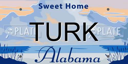 TURK Alabama License Plate