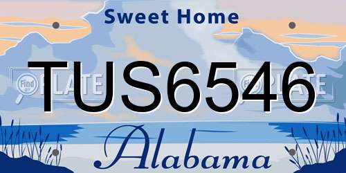TUS6546 Alabama License Plate