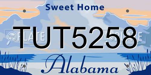 TUT5258 Alabama License Plate