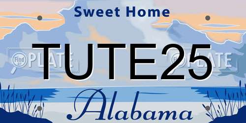 TUTE25 Alabama License Plate