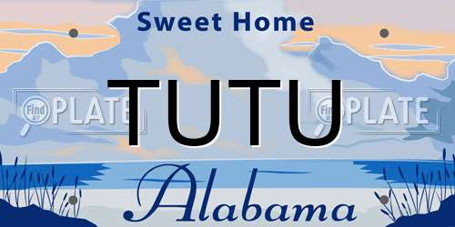TUTU Alabama License Plate