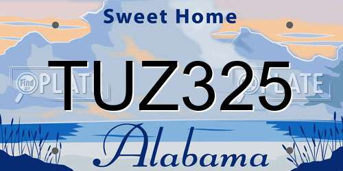 TUZ325 Alabama License Plate