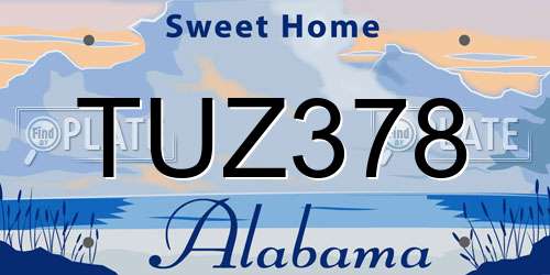 TUZ378 Alabama License Plate