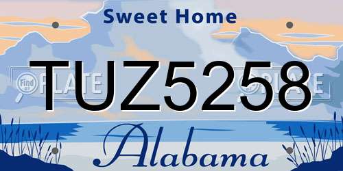 TUZ5258 Alabama License Plate