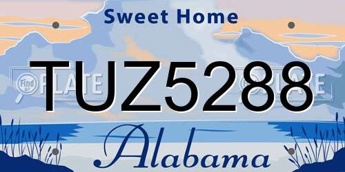 TUZ5288 Alabama License Plate