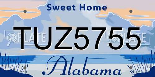 TUZ5755 Alabama License Plate