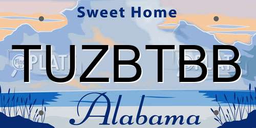 TUZBTBB Alabama License Plate