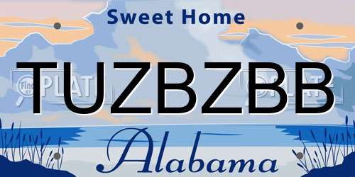 TUZBZBB Alabama License Plate