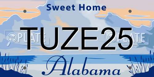 TUZE25 Alabama License Plate