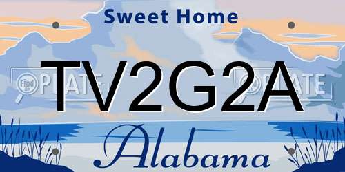 TV2G2A Alabama License Plate