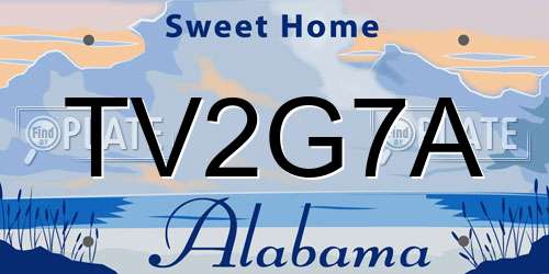 TV2G7A Alabama License Plate