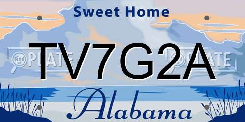 TV7G2A Alabama License Plate