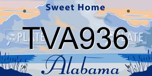 TVA936 Alabama License Plate