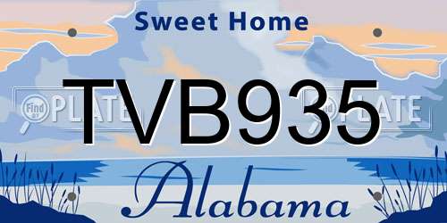 TVB935 Alabama License Plate