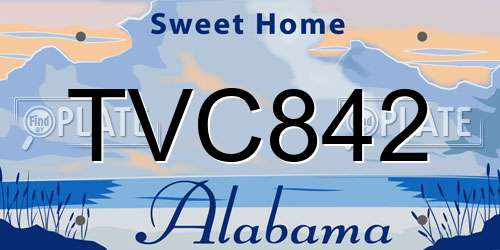 TVC842 Alabama License Plate