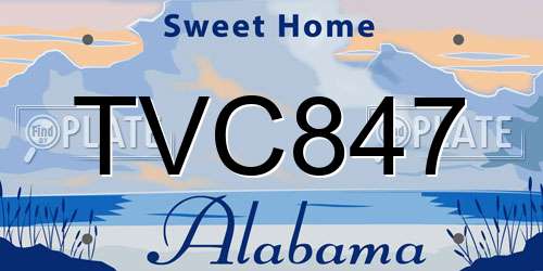 TVC847 Alabama License Plate