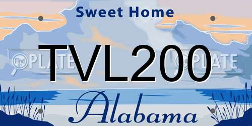 TVL200 Alabama License Plate