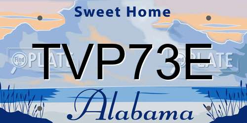 TVP73E Alabama License Plate