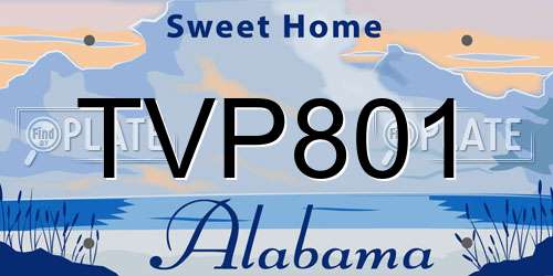 TVP801 Alabama License Plate