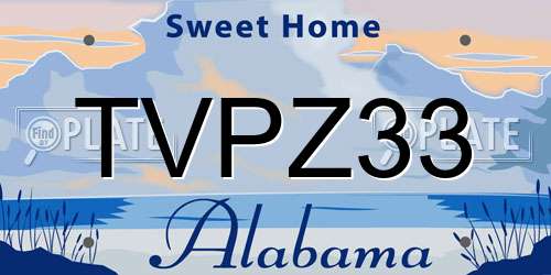 TVPZ33 Alabama License Plate