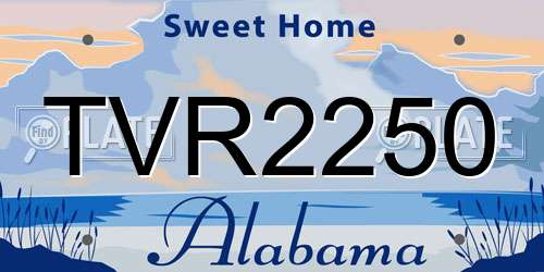 TVR2250 Alabama License Plate