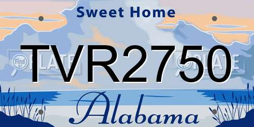 TVR2750 Alabama License Plate