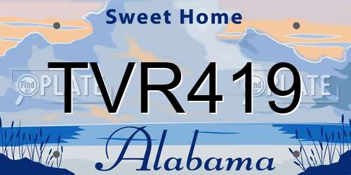 TVR419 Alabama License Plate