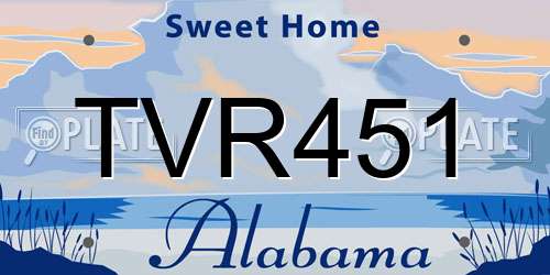 TVR451 Alabama License Plate