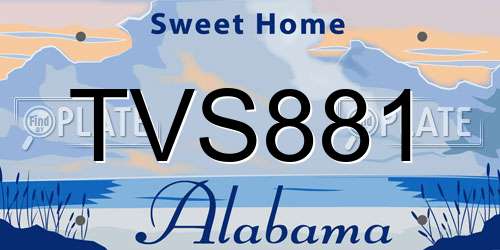 TVS881 Alabama License Plate