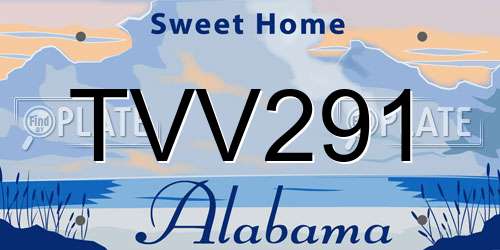 TVV291 Alabama License Plate