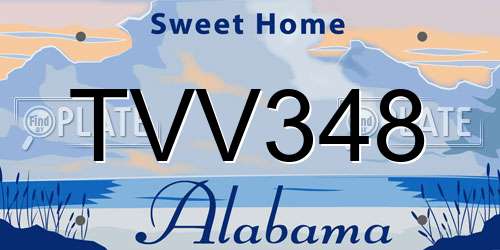 TVV348 Alabama License Plate