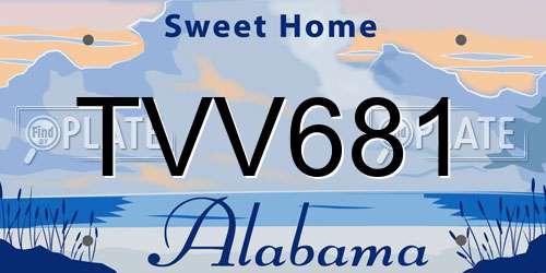 TVV681 Alabama License Plate