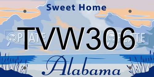 TVW306 Alabama License Plate