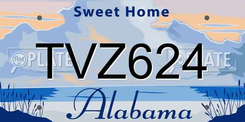 TVZ624 Alabama License Plate