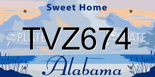 TVZ674 Alabama License Plate