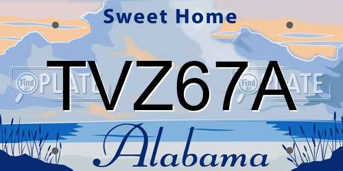 TVZ67A Alabama License Plate