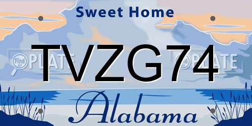 TVZG74 Alabama License Plate